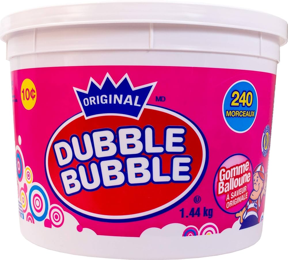 Original Dubble Bubble Gum – 240-Piece Bucket (1.44kg) | Classic Bubble Gum Candy for Parties & Sharing