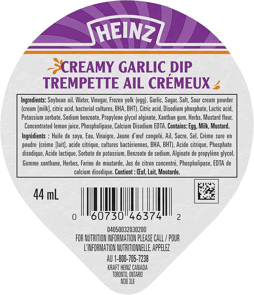 Heinz Creamy Garlic Dip – 100 Count (44ml Each Cup)