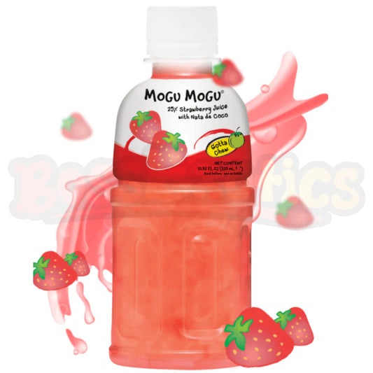 Mogu Mogu Strawberry Drink with Nata de Coco – 6-Pack (320ml Each) | Sweet Strawberry Chewy Drink